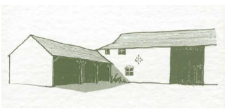 Diagram of a farm building with an outbuilding attached to it