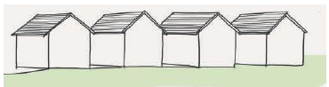 Diagram of buildings placed closely together