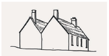 Diagram showing a house with a twin roof