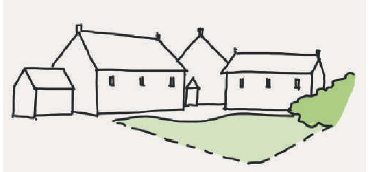 Diagram showing a group of houses in a cluster