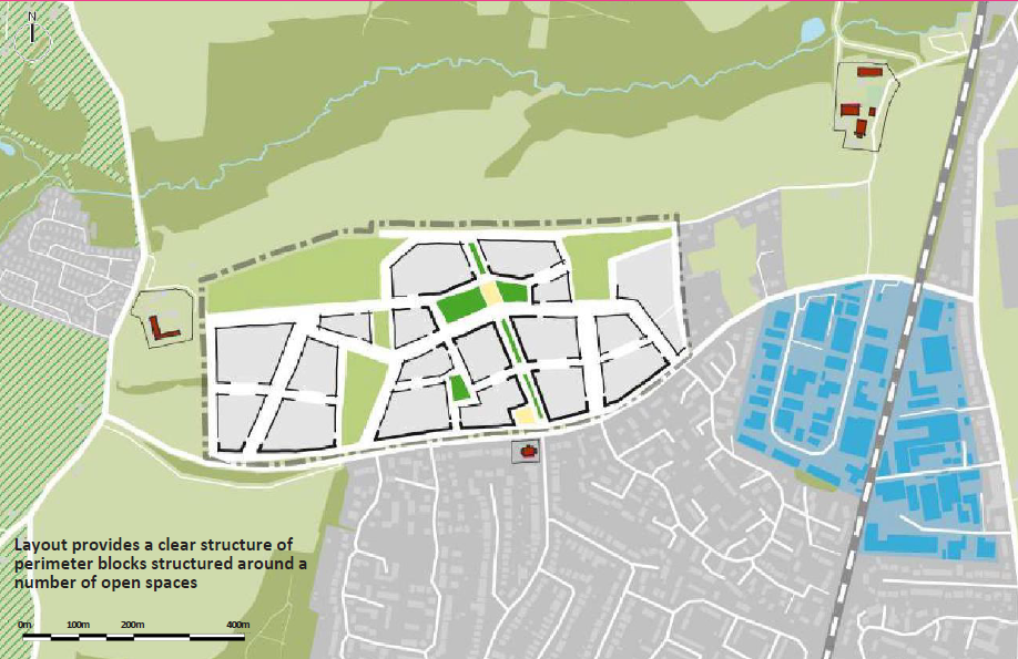 Map: INDICATIVE SITE CONCEPT PLAN 8 - Delivering a clear structure of streets and spaces