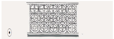 Illustration of a geometric precast concrete block fence.