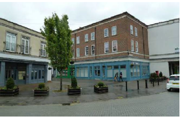 View of a local centre at Fairford Leys with a tree at the centre 
