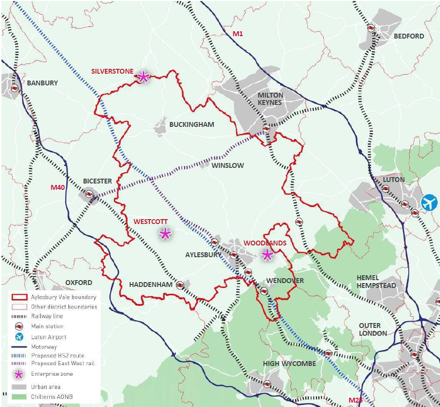 Aylesbury Vale Context Plan marked on Map