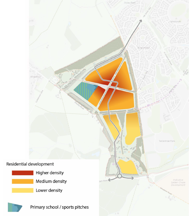 Figure 8: Density of development across the site (and key)