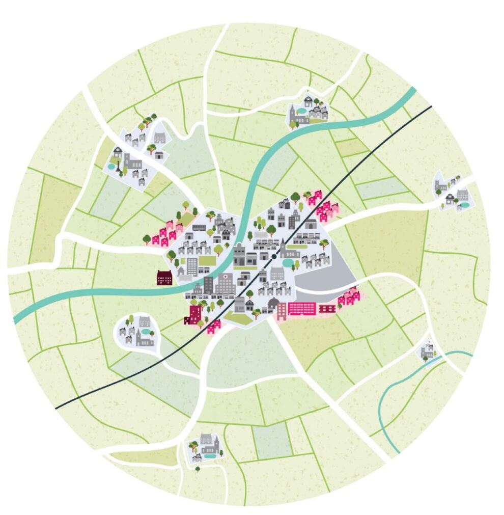 Image showing Approach 2. New houses on the edge of an existing settlement.