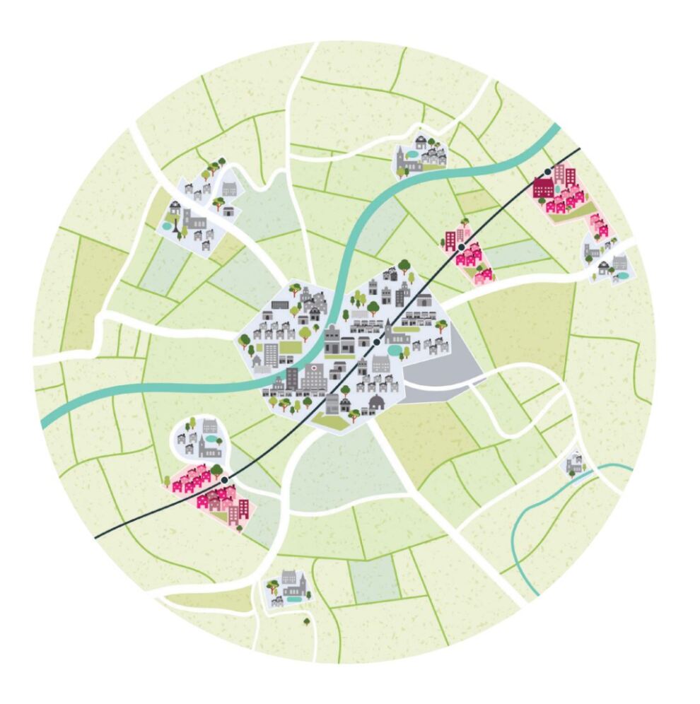 Image showing Approach 4. New houses at locations along an existing rail line.