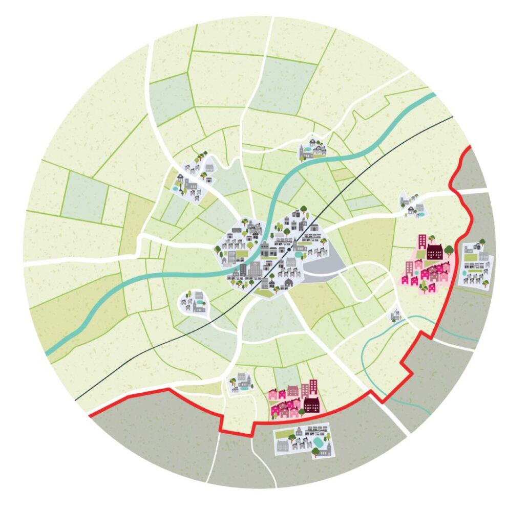 Image showing Approach 7. New houses built on the edges of the boundary close to neighbouring towns