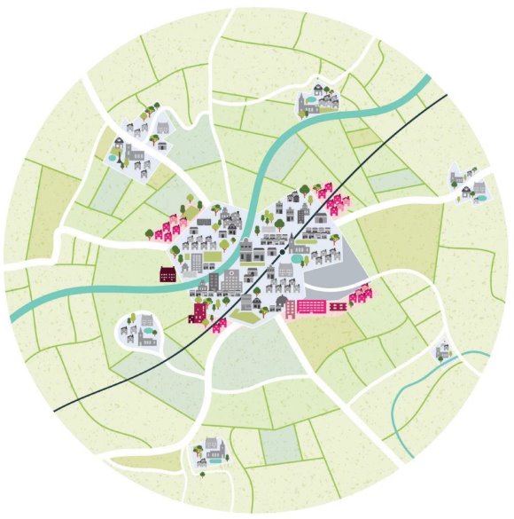 Image showing Approach 2. New houses on the edge of an existing settlement.