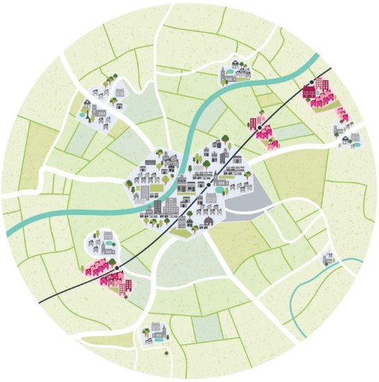 Image showing Approach 4. New houses at locations along an existing rail line.